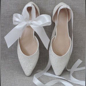 Kailee P. Sparkle Satin Bow Bridal Flats